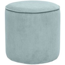 Miliboo Pouf rond en velours côtelé bleu grisé D40 cm PAUL