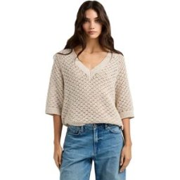 Pepe Jeans Pull à Col En V Amber Mousse White M Femme