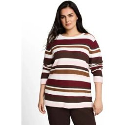 Tom Tailor Pull 1053573 Camel Brown Red Stripe 52 Femme