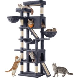 FEANDREA Collection Clawfy-Arbre à chat XXL pour foyers avec plusieurs chats, Gris Foncé