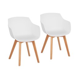 Chaise - Lot de 2 - 150 kg max. - Surface d'assise de 41 x 40 cm - Coloris blanc