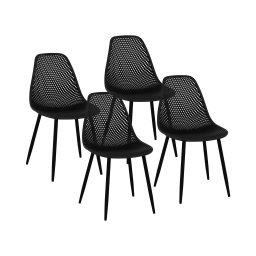 Chaise - Lot de 4 - 150 kg max. - Surface d'assise de 46 x 51,5 cm - Coloris noir