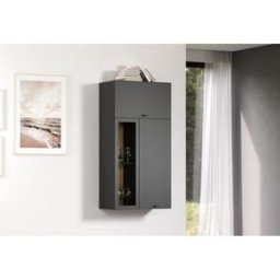 Deladeco Meuble de rangement mural 65 cm moderne gris anthracite Belinda Anthracite