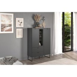 Deladeco Buffet haut moderne 100 cm gris anthracite Belinda Anthracite