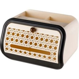 INF Boîte à mouchoirs de bureau rétro avec fermeture magnétique, distributeur grand format et support téléphone intégré Beige