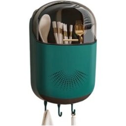 INF Support mural multifonction pour baguettes et couverts - Organisateur auto-adhésif sans perçage avec drainage et support Vert