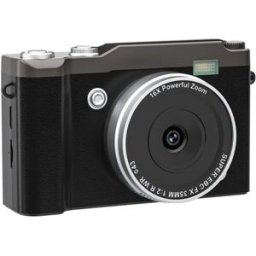 INF Appareil photo numérique compact 4K avec écran rabattable IPS 2.4-inch, zoom numérique 16x, lampe LED et charge Type-C Le noir