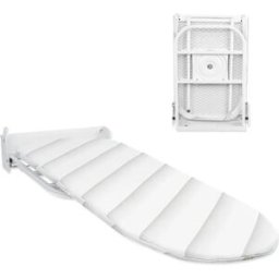 INF Table à repasser murale pliable 180° - Acier carbone blanc avec verrou de sécurité et housse élastique
