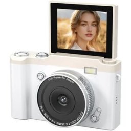 INF Appareil photo numérique 4K avec écran IPS 2.4 inch orientable, zoom numérique 16x, éclairage LED, rechargeable USB Type-C,