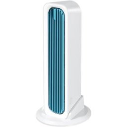 INF Ventilateur tour sans pales rechargeable flagship avec télécommande - Turbo Boost, recharge USB, oscillation 3 vitesses, Blanc + Bleu