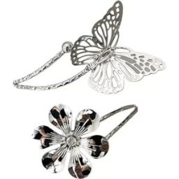 INF Ensemble de 2 embrasses de rideaux papillon et fleur en métal - Décoration de fenêtre élégante Argent