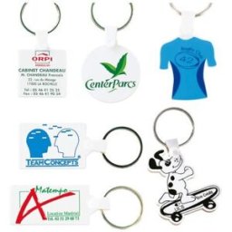 Porte-clés rectangle personnalisée 55x28 mm avec anneau 25 mm pas cher polystyrène (PS) blanc