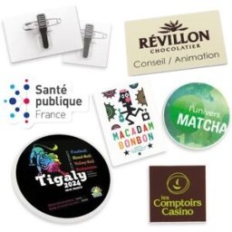 Badge Plastique Personnalisé Rectangle 43x58 mm avec Pince Épingle - BADGE PLASTIQUE polystyrène (PS) blanc