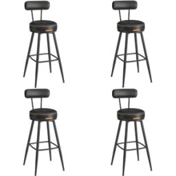 VASAGLE EKHO Collection - Tabourets de bar design en PU (Lot de 2&4),; Noir D'encre / 57P x 57L x 101H cm / 4