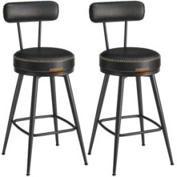 VASAGLE EKHO Collection - Tabourets de bar design en PU (Lot de 2&4),; Noir D'encre / 54P x 54L x 91H cm / 2