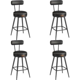 VASAGLE EKHO Collection - Tabourets de bar design en PU (Lot de 2&4),; Noir D'encre / 54P x 54L x 91H cm / 4