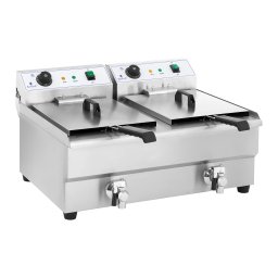 Friteuse double bac - 2 x 16 l - 6400 W - Robinet de vidange - Royal Catering