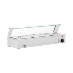 Bain-marie - 2,000 W - 3 x GN 1/2 - Robinet de vidange - Couvercle en verre