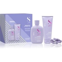 Alfaparf Milano Semi di Lino Smooth Duo Kit Coffret cadeau pour cheveux indisciplinés et frisottis 3 pcs