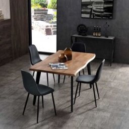 Home Deco Factory - Table extensible Forest pour 6 à 8 personnes maronn noire - 210x76,5x86,5 cm OS