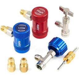 INF Raccord haute-basse A/C réglable R1234yf avec interface 1/4SAE, cuivre, compatible avec Volkswagen, Ford, Nissan, Mazda