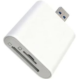 INF Lecteur de cartes USB 3.0 / Type-C haute vitesse, double emplacement SD/TF, ABS blanc, compact et portable