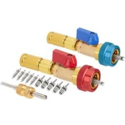 INF Kit d'extraction de noyaux de valve R134a pour climatisation automobile - Clé compacte en cuivre 8cm, kit multi-couleur