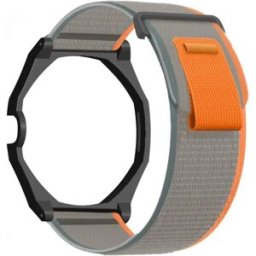 INF Bracelet boucle en nylon + PC 2 pièces pour AP compatible avec Swatch - modification boîtier montre à gousset, longueur Gris + Orange