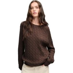 Superdry Pull Slouchy Cable Chocolate Brown Marl M Femme