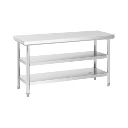 Table de travail inox - ECO - 150 x 60 cm - 500 kg - étagère intermédiaire - Royal Catering