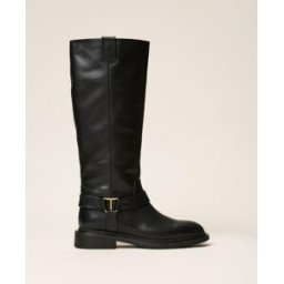 Twinset Bottes en cuir avec logo