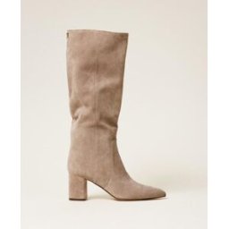 Twinset Bottes à talon en cuir velours