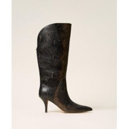 Twinset Bottes montantes en cuir imprimé python