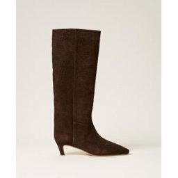 Twinset Bottes montantes en cuir velours imprimé croco