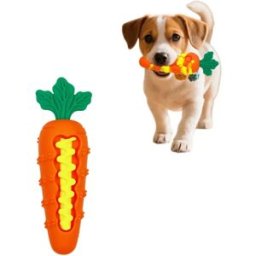 INF Jouet carotte en silicone avec sifflet - picots 360° pour nettoyage dentaire, lavable et résistant aux morsures Orange