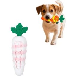 INF Jouet carotte en silicone avec sifflet - picots 360° pour nettoyage dentaire, lavable et résistant aux morsures Blanc