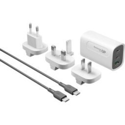 GP Chargeur USB 65 W 1x USB-A, 2x USB-C® Power Delivery, Quick Charge 4.0 blanc intérieure avec adaptateur pour lEurope, avec adaptateur UK, avec adaptateur