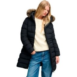 Superdry Veste Faux Fur Fuji Mid Length Black L Femme