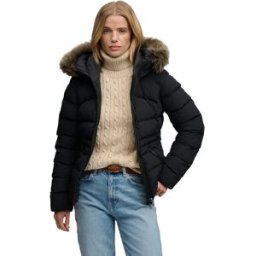 Superdry Veste Faux Fur Fuji Padded Black L Femme