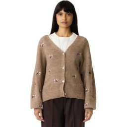Yas Cardigan Fleur Taupe Grey / Detail Fig / Nosegay Flower XL Femme