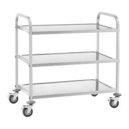 Chariot de service en acier - 3 plateaux - 500 kg max. - 2 freins