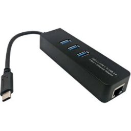 Euroconnex Adaptateur 0330 Usb-c 3.1 Vers Rj45/usb-a 3.0 1x3 Black One Size unisex