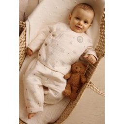 Petit Béguin Ensemble bébé gilet et pantalon en coton matelassé Voix Lactée
