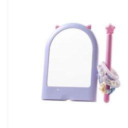 INF Miroir de maquillage de table avec rangement pour élastiques - miroir bureau réglable haute définition, socle stable, Violet