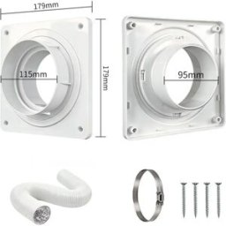 INF Set plaque de bride murale pour évacuation de sèche-linge – Kit extérieur étanche avec connecteur 4-inch et tuyau composite