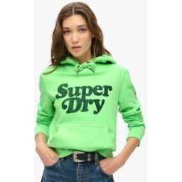 Superdry Dames a Logo Ton Sur Cooper Sweat a Capuche Vert et Vert Foncé Imprimé, Taille: 38