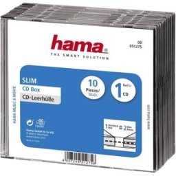 Hama Etui à CD Slim 00051275 1 CD/DVD/Blu-Ray transparent, noir Polystyrène 10 pc(s)