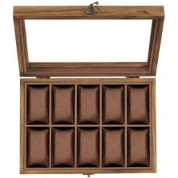 SONGMICS Boîte à montres en bois 6 compartiments noisette
