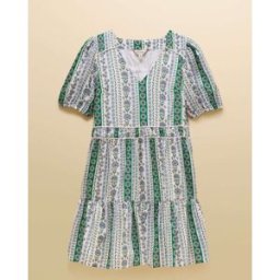 Joules Joules Daphne Blue Short Sleeve Tiered Cotton Mini Dress Blue EU 34 (UK 6)