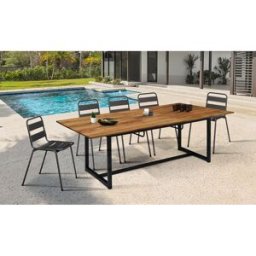 Pratik Garden - Table extensible noir/bois - 160/200x80x75 cm OS